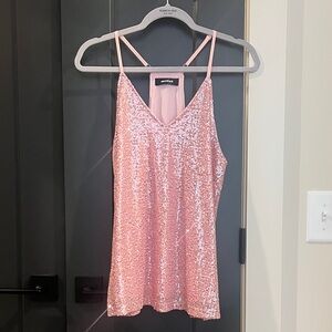 Baby Pink Sequin Strappy V-neck